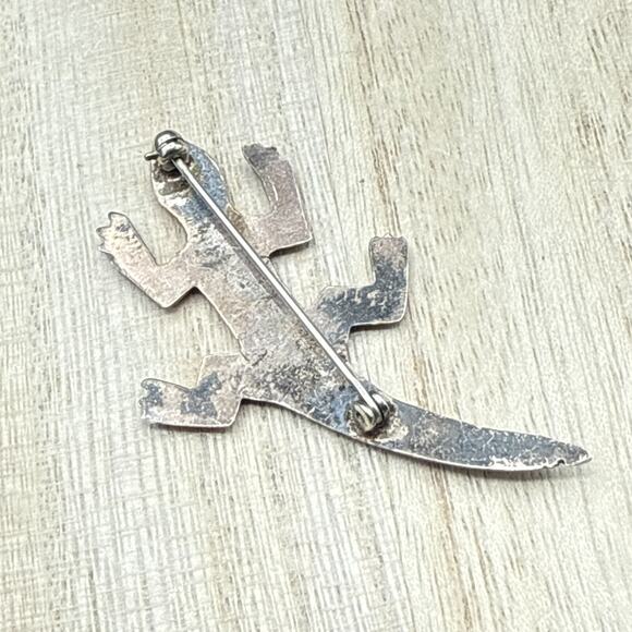Vintage Brooch Sterling Silver 925 Alligator Lizard Reptile Pin - Picture 4 of 7